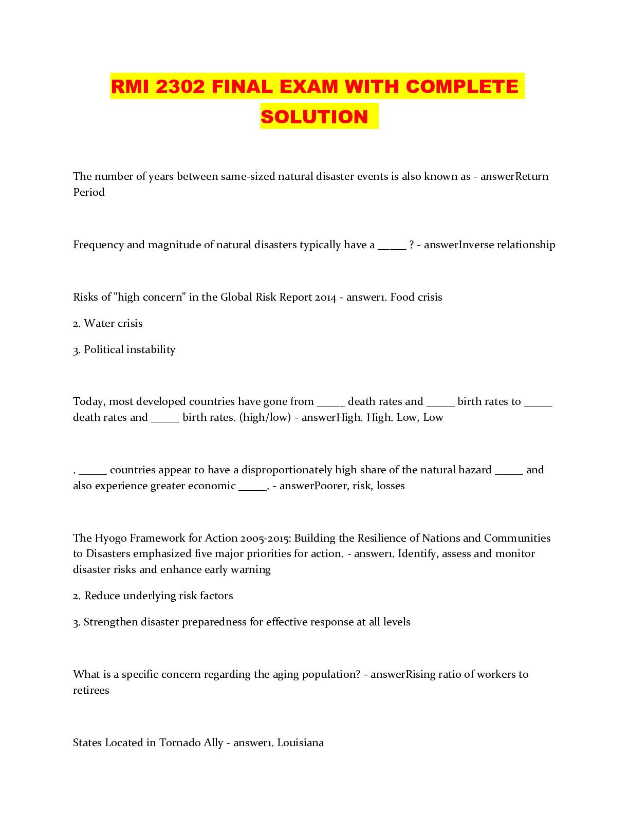 Preview image of RMI 2302 FINAL EXAM WITH COMPLETE SOLUTION document